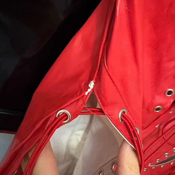 Amazon Red Lace-Up Pants - Picture 2 of 3